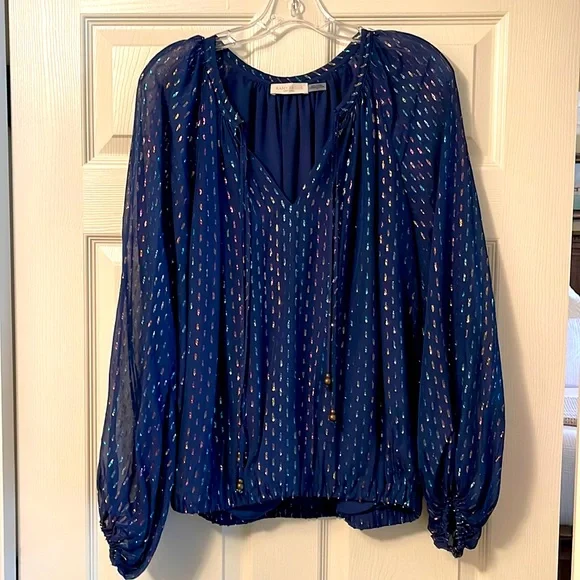 Ramy Brook stunner! Navy & gold with beautiful sleeve. - Picture 1 of 3